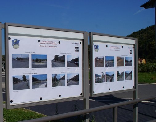 Vorher-Nachher-Bilder auf dem Vorplatz des Bahnhofs