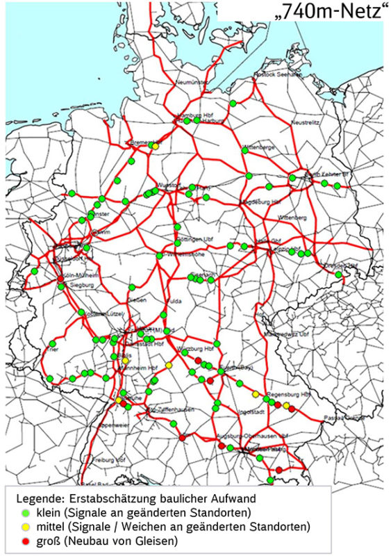 Überblick: Zur Realisierung des 740-Meter-Netzes muss punktuell ausgebaut werden
