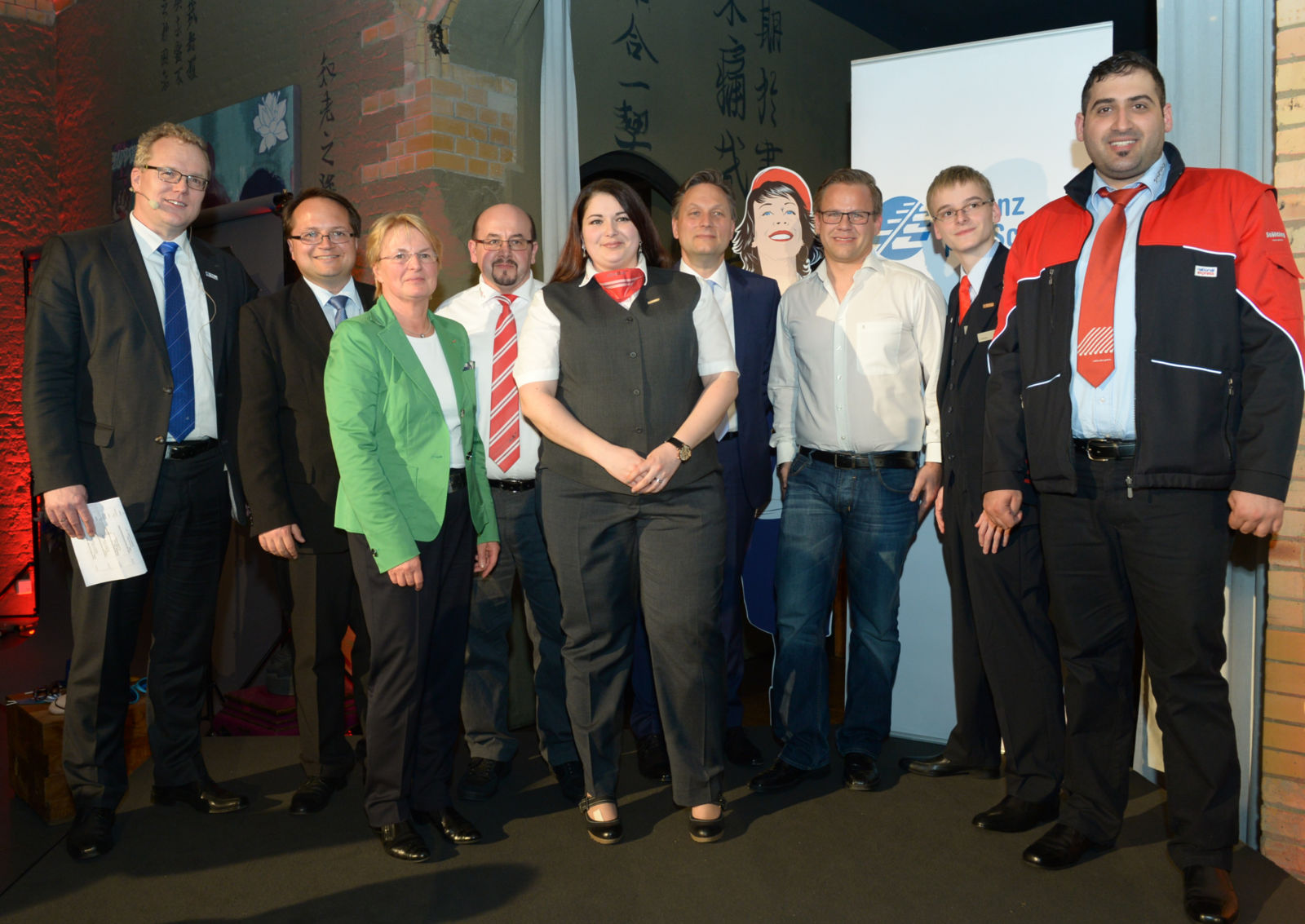 Von links nach rechts: Dirk Flege, Sebastian Belz, Margarete Zavoral, Dirk Otte, Maria Voigt, Michael Küster, Kai Steinkamp, Christian Mainka, Sadik Tubay