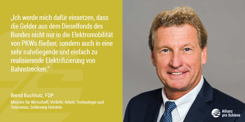 Bernd Buchholz sieht Nachholbedarf bei der Elektrifizierung der Schiene (Allianz pro Schiene)