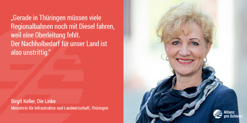 Birgit Keller sieht Nachholbedarf bei der Elektrifizierung der Schiene (Allianz pro Schiene)