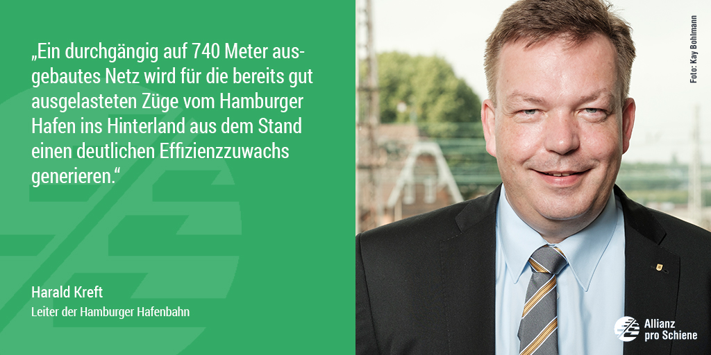 Bahn frei für 740-Meter-Netz: Harald Kreft von der Hamburger Hafenbahn freut sich.