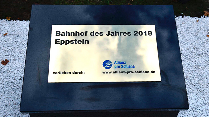 Siegertafel Bahnhof des Jahres Eppstein 2018