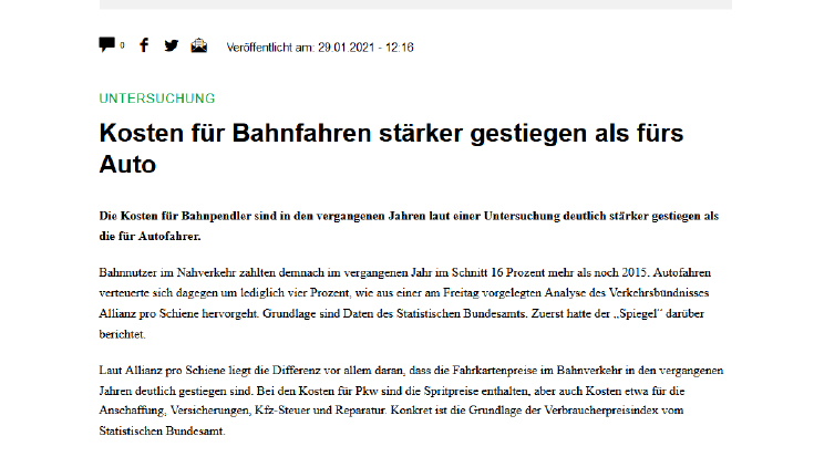 Kosten für Bahnfahren stärker gestiegen als fürs Auto - Frankfurter Rundschau