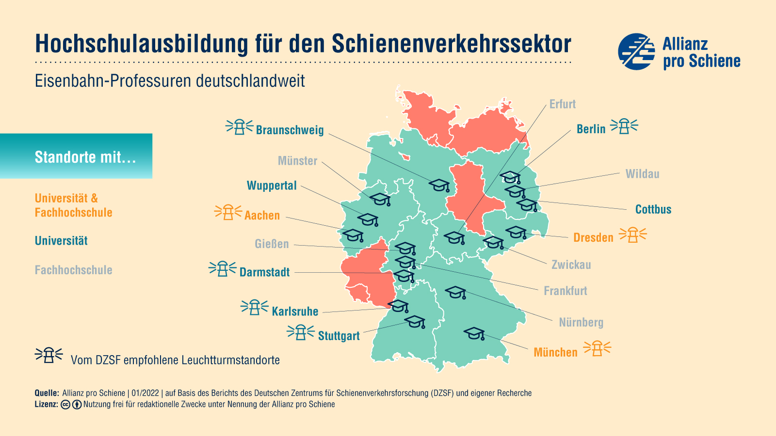 Hochschulausbildung-Schienenverkehrssektor-Karte