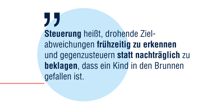 "Steuerung heißt, drohende Zielabweichungen frühzeitig zu erkennen und gegenzusteuern statt nachträglich zu beklagen, dass ein Kind in den Brunnen gefallen ist."